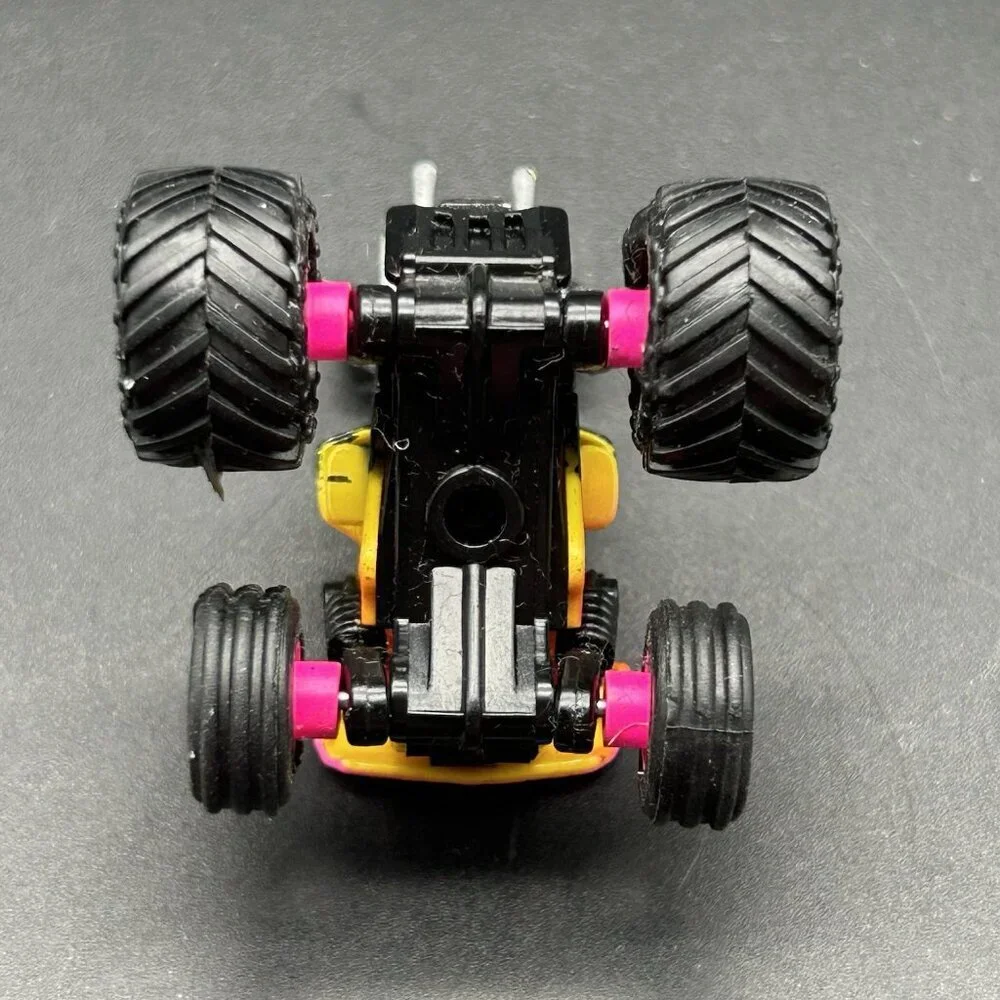 Vintage 90s Micro Machines TEAM LAZER Monster Truck Pink Yellow Galoob Tuff Trax